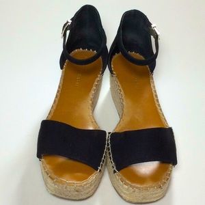 Kelly & Katie Black Velvet Ankle Strap Espadrilles